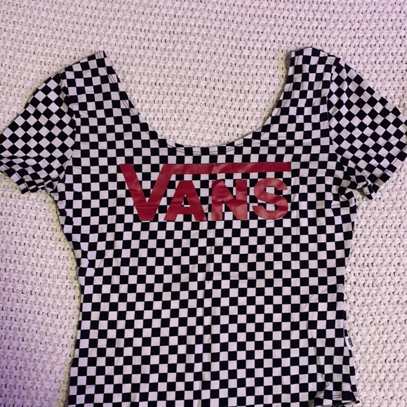 VANS “50th Anniversary” iconic blk + white checkered scoon neck bodysuit - Picture 2 of 6